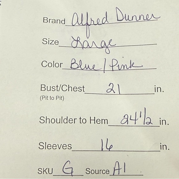 Alfred Dunner Studio Geometric Boho Top Blue Pink Tribal Print Large Soft - Picture 9 of 9